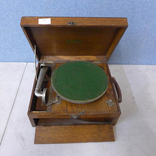 383 - A HMV Chaz Foulds Ltd gramophone in wooden case