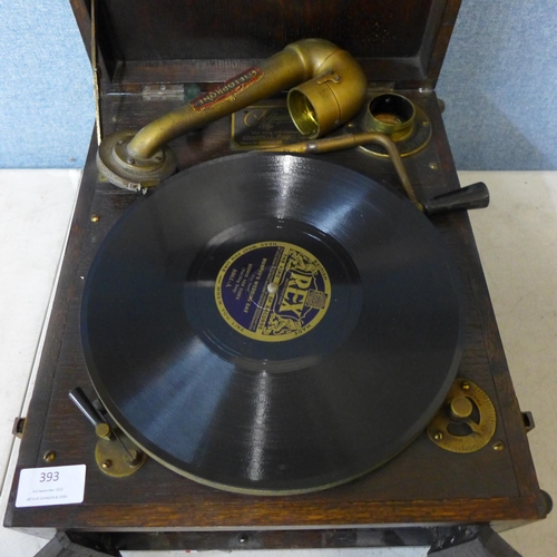 393 - A Cliftophone gramophone in wooden case