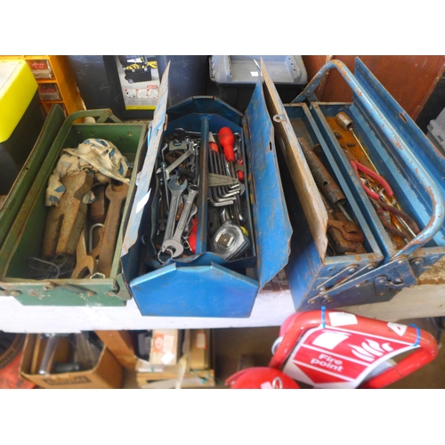 2100 - 3 Metal toolboxes of hand tools