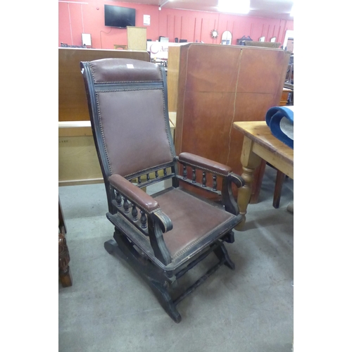 599 - A 19th Century American beech rocking chair