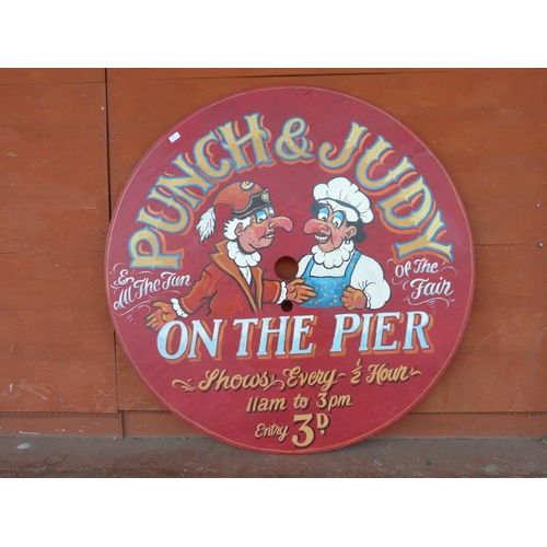 348 - A painted wooden Punch & Judy fairground sign