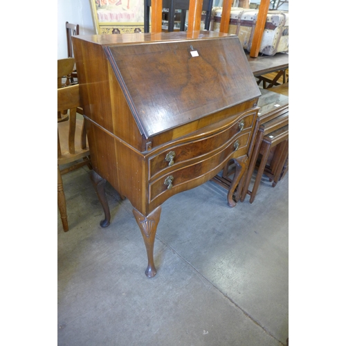 200 - A Queen Anne style walnut bureau de dame