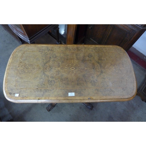 116 - A Victorian inlaid burr walnut fold over games table