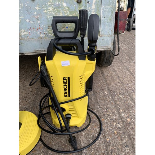 2073 - Karcher jetwash with two attachments and floor scrubber