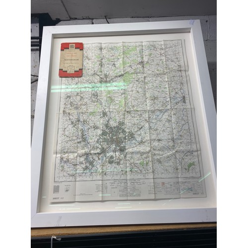 2167 - Approx 1.2m x 1m framed map of Nottingham