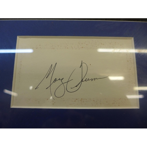 603 - A collection of framed celebrity autographs comprising Lauren Bacall, John Mills, Robert Mitcham, Ro... 