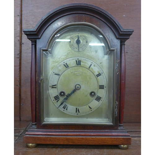 610 - A late 19th Century mahogany cased clock, retailed by Wales & McCulloch Ltd, 56 Cheapside, London