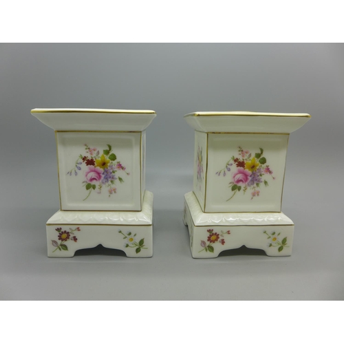 644 - A pair of Royal Crown Derby posies pattern candle holders and a Royal Crown Derby Royal Antoinette m... 