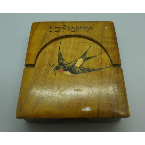 655 - A Jerusalem fruit wood pocket watch stand