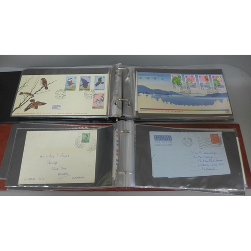 659 - Stamps:- Hong Kong postal history in album plus album of Hong Kong first day covers