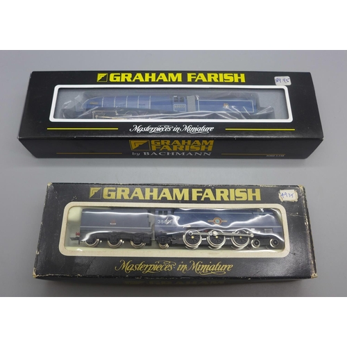 678 - Two Graham Farish by Bachmnann N gauge locomotives, 1507 Merchant Navy BR Blue and A4 Seagull 60033 ... 