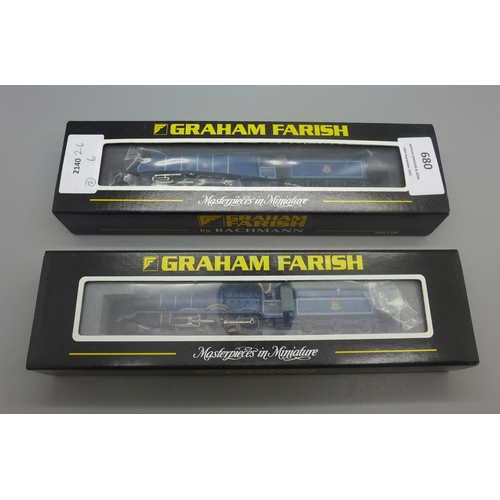 680 - Two Graham Farish by Bachmann N gauge locomotives, A4 Mallard Express and 6XXX King Class 6021 King ... 