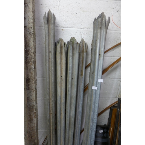 2297 - 50 unused galvanized steel palisade fencing pales (retail at around £8 per pale.)