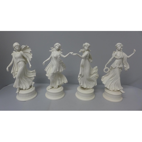 708 - Four Wedgwood 'The Dancing Hours' figures, one a/f (arm)