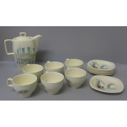 713 - A six setting Midwinter coffee set, Riviera pattern