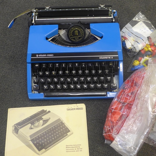 719 - A collection of Lego and K-Nex and a Silver Reed typewriter