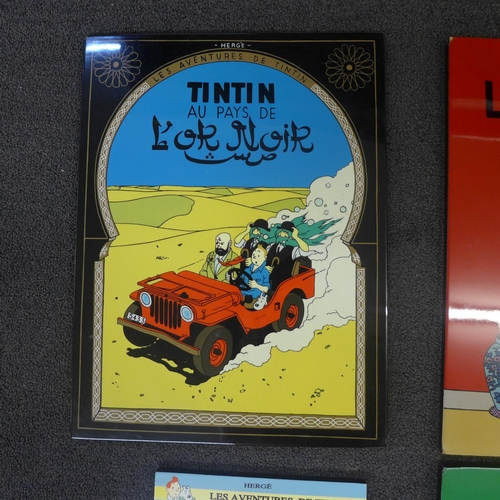 773 - Four The Adventures of Tintin lacquer plaques