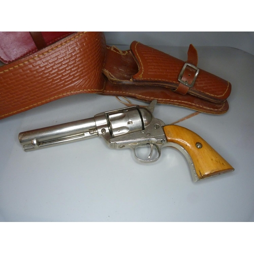 815 - A leather holster and replica pistol for re-enactment