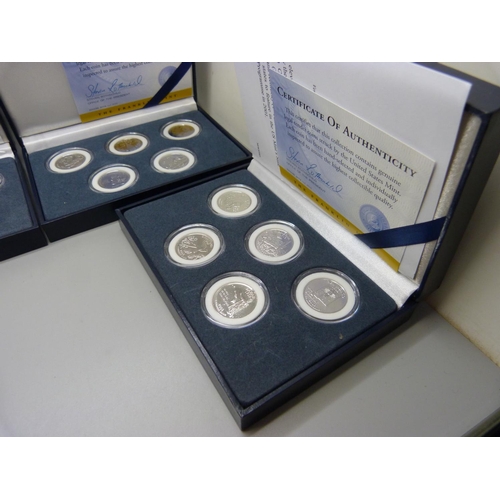 887 - Coins; sixteen cased 22ct gold plated one dollar coins Presidential Collection, six US Mint first an... 