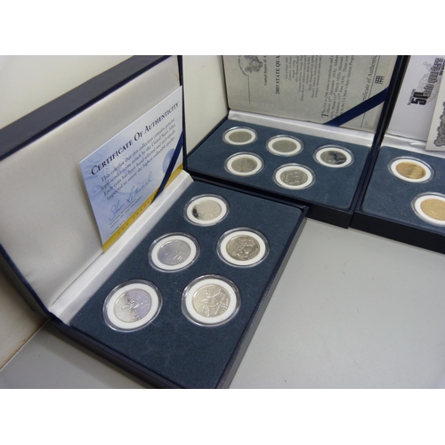 887 - Coins; sixteen cased 22ct gold plated one dollar coins Presidential Collection, six US Mint first an... 