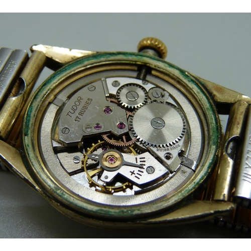 944 - A Tudor Oyster wristwatch in an Oyster case by Rolex, the case back bears inscription with Masonic s... 