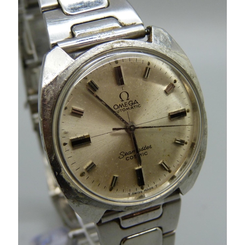 947 - An Omega automatic Seamaster Cosmic wristwatch with sweep second hand, (lacking crown)