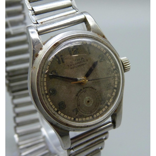 950 - A Cyma Tavannes Watersport 1950's wristwatch, 29mm case