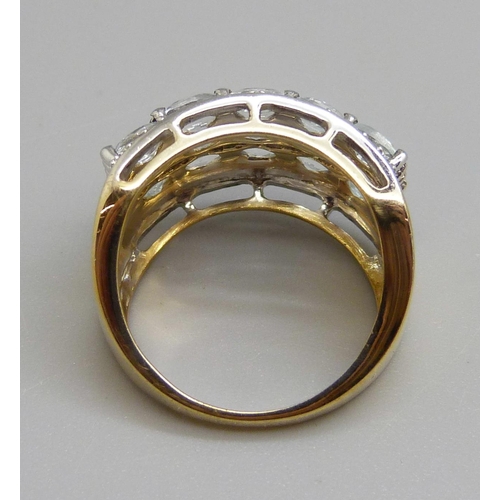 974 - A silver gilt white stone ring, L