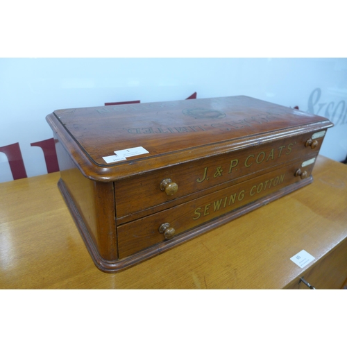 1 - A Victorian walnut J&P. Coats, Limited, sewing cotton haberdashery shop cabinet, 16cms h, 57cms w, 3... 