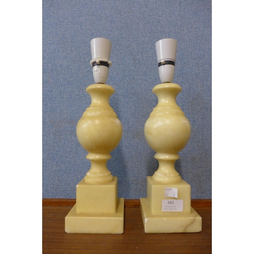 342 - A pair of alabaster table lamps