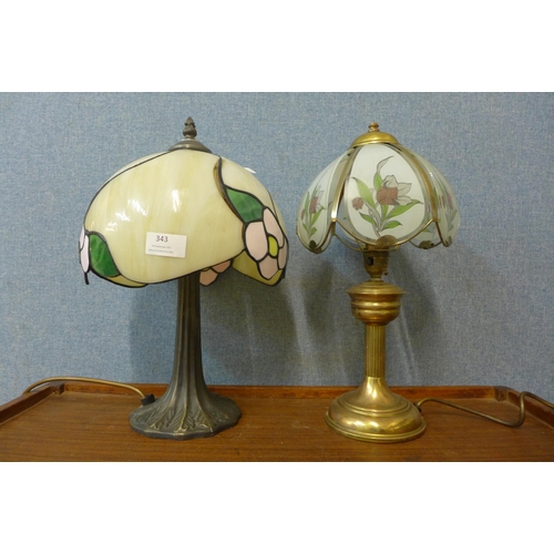 343 - A Tiffany style table lamp and one other