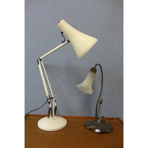 344 - A white metal anglepoise desk lamp and one other