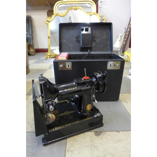 362 - A cased Singer S1 sewing machine