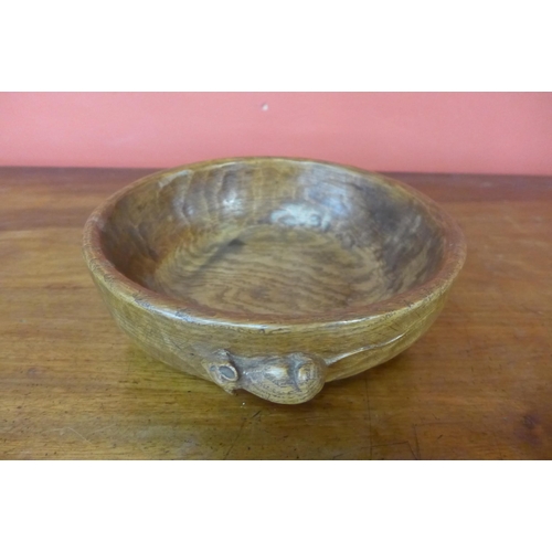 37 - A Robert Mouseman Thompson of Kilburn hand carved oak fruit bowl, circa 1940's/50's, 8cms h x 24cms ... 