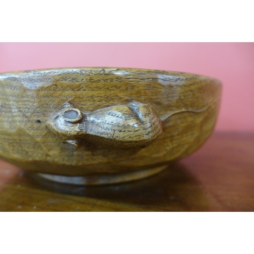 37 - A Robert Mouseman Thompson of Kilburn hand carved oak fruit bowl, circa 1940's/50's, 8cms h x 24cms ... 