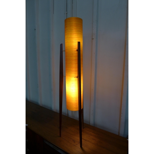 39 - A teak and orange fibreglass rocket lamp