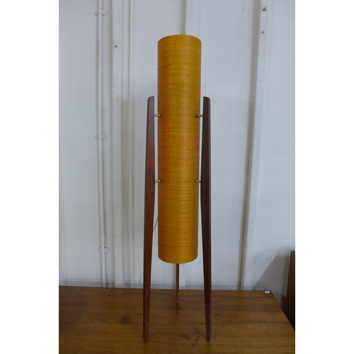 39 - A teak and orange fibreglass rocket lamp