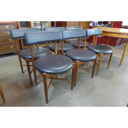 64 - A set of six G-Plan Fresco teak and black vinyl dining chairs