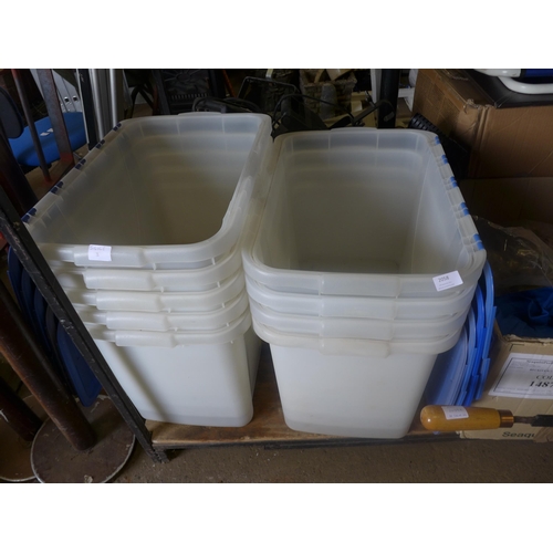 2058 - Nine lidded 75cm x40cm x 50cm plastic storage boxes