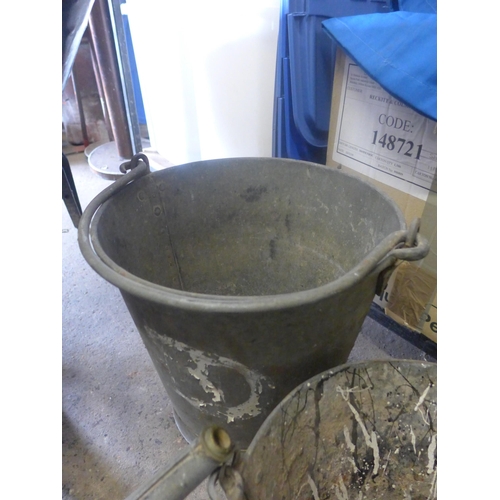 2060 - Galvanized watering can and 3 pails/buckets