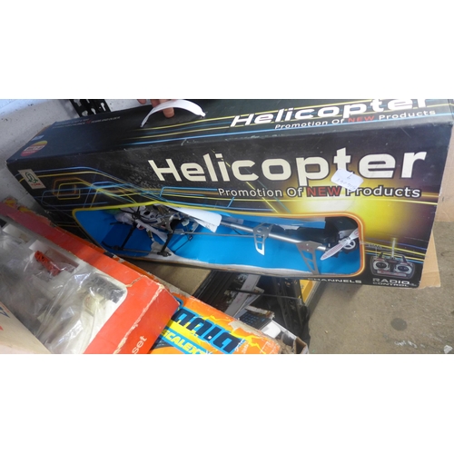 2195 - Remote control helicopter, micro Scalextrix and Hornby GWR Freight Electric train set