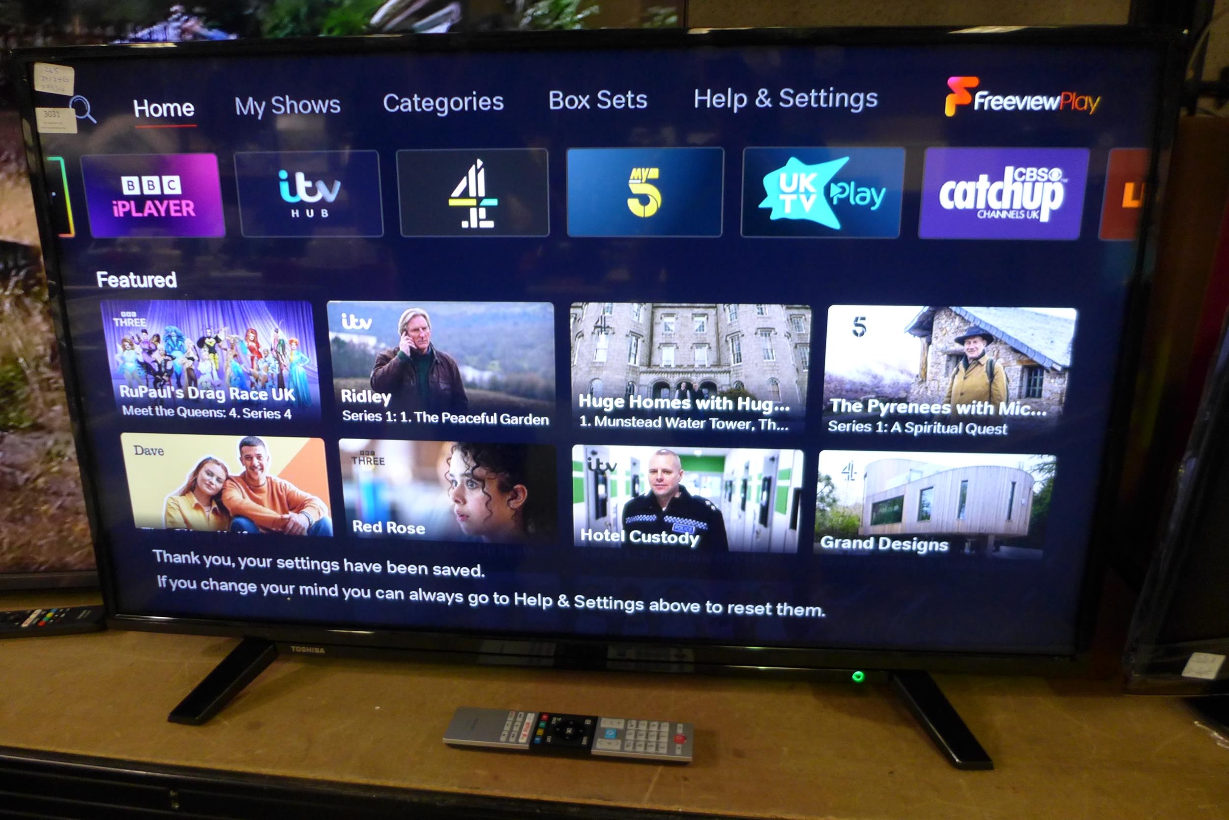 Toshiba 43 Smart Full HD HDR LED TV With Remote Model No 43L2163DB 