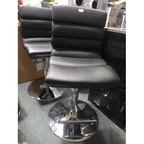 3044 - Two Black Upholstered Bennett Gas lift Bar Stools  (254-166,167)   * This lot is subject to vat