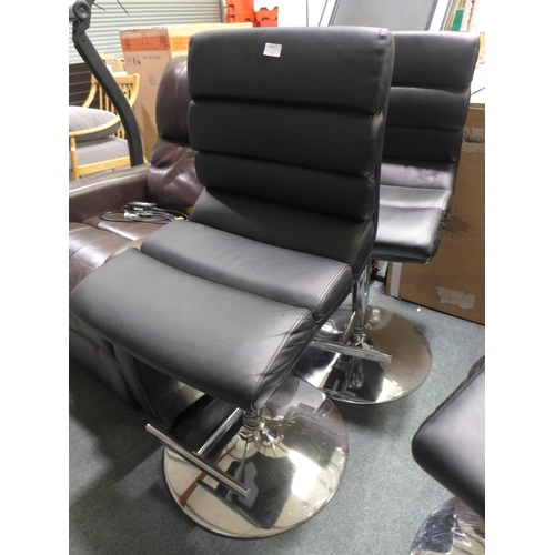 3045 - Two Black Upholstered Bennett Gas lift Bar Stool  (254-168,169)   * This lot is subject to vat