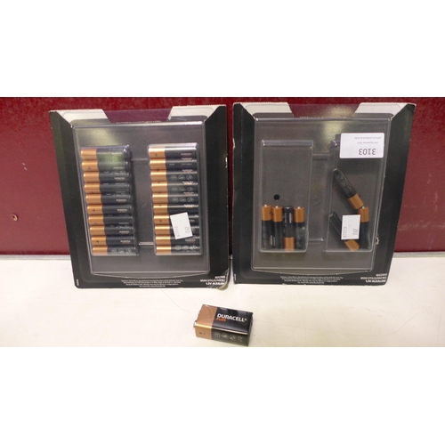 3103 - Duracell Aaa Optimum Batteries and a 9v Duracell Plus Battery (262-495)  * This lot is subject to va... 