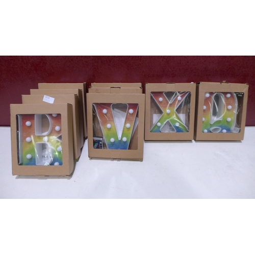 3110 - Nine illuminating rainbow letters with remotes - 4 x 