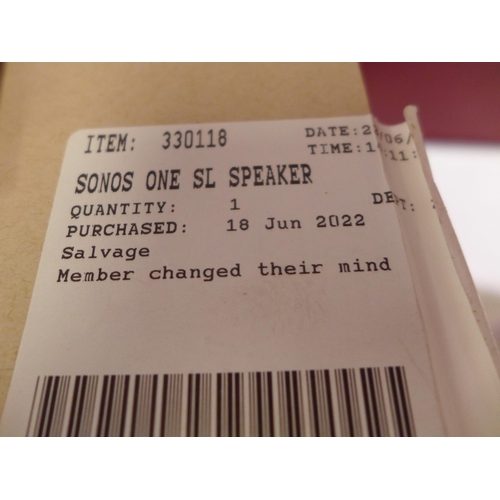 3113 - Sonos One White SL Speaker, original RRP £136.99 + VAT (262-333)  * This lot is subject to vat