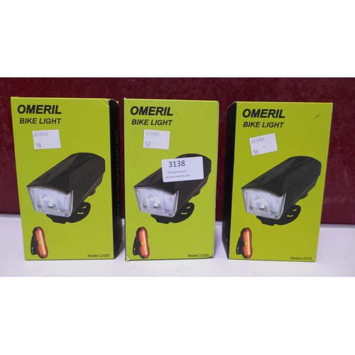 3138 - Three Omeil bike light sets (LD320)