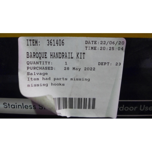 3287 - Baroque 3.6M Easy Fit Handrail Kit  - stainless steel    (262-336)  * This lot is subject to vat