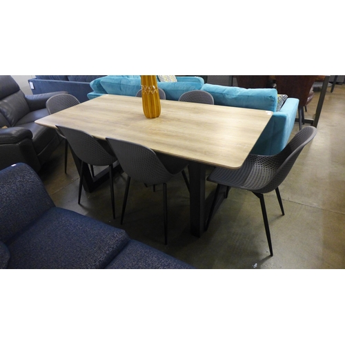 1335 - A Burton 1.8m dining table and six Ashwin grey dining chairs